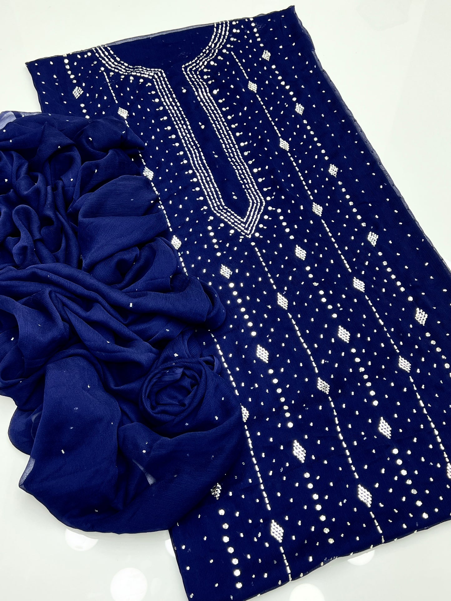 Barfi Mukesh Work On Soft Krinkle Shifoon 2pc Dress 👗