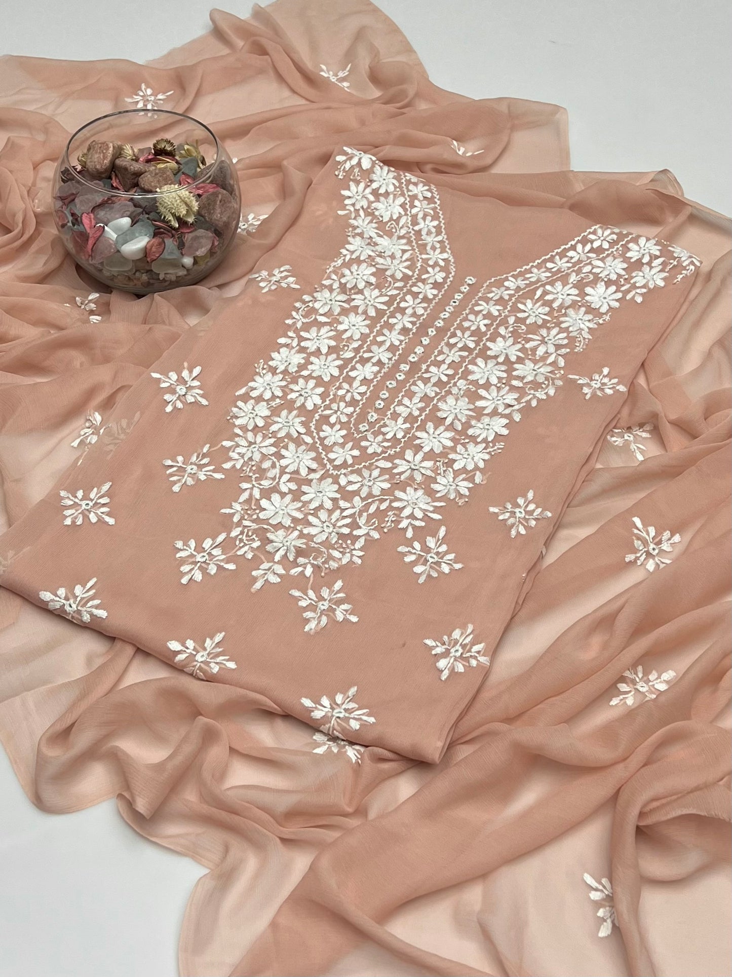 Handmade Pakka Tanka With Mirror Work On Soft Krinkle Shifoon 2pc Dress 👗