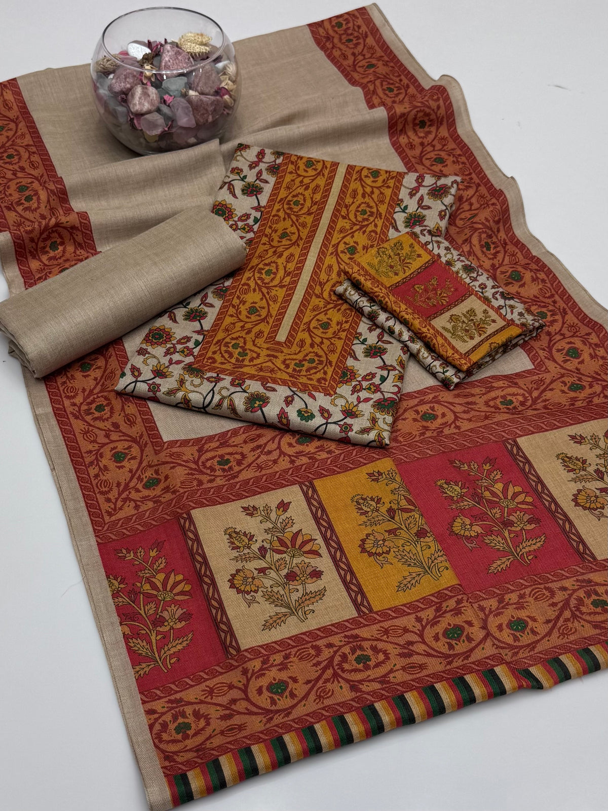 Pure Pashmina Kalamkari Printed 3pc Dress 👗