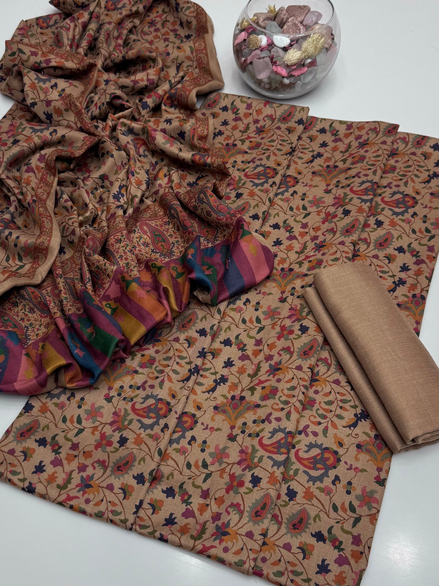 Pure Pashmina Kalamkari Printed 3pc Dress 👗