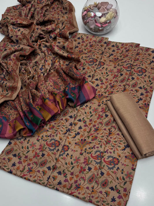Pure Pashmina Kalamkari Printed 3pc Dress 👗