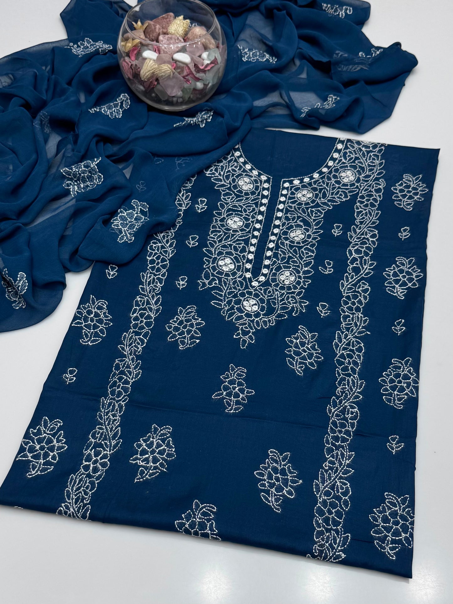 Handmade Shedow Tanka With Mirror Work On Pure Gtm Lawn 3pc Dress 👗