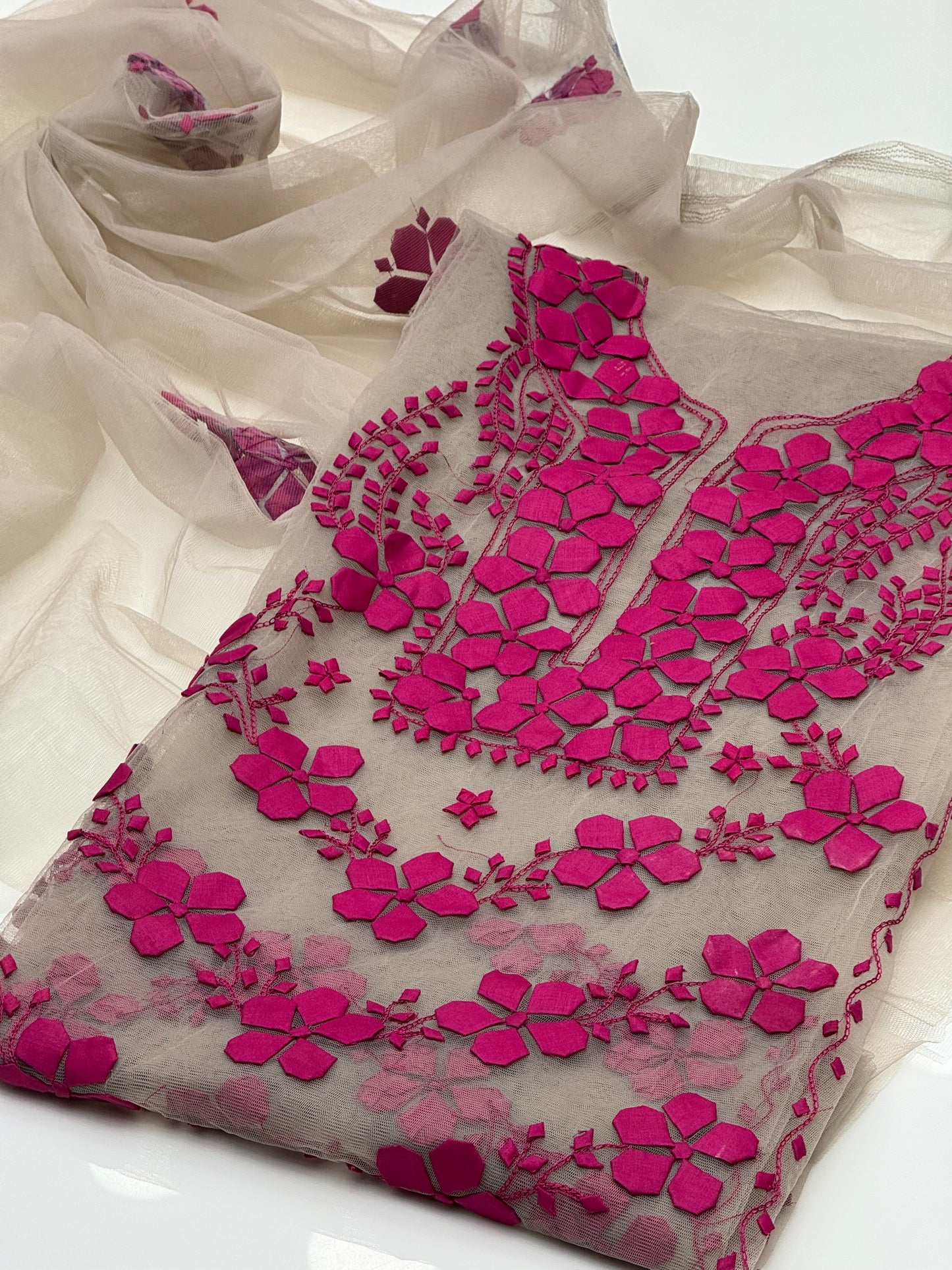 Handmade Applic Work On Net Fabric 2pc Dress 👗