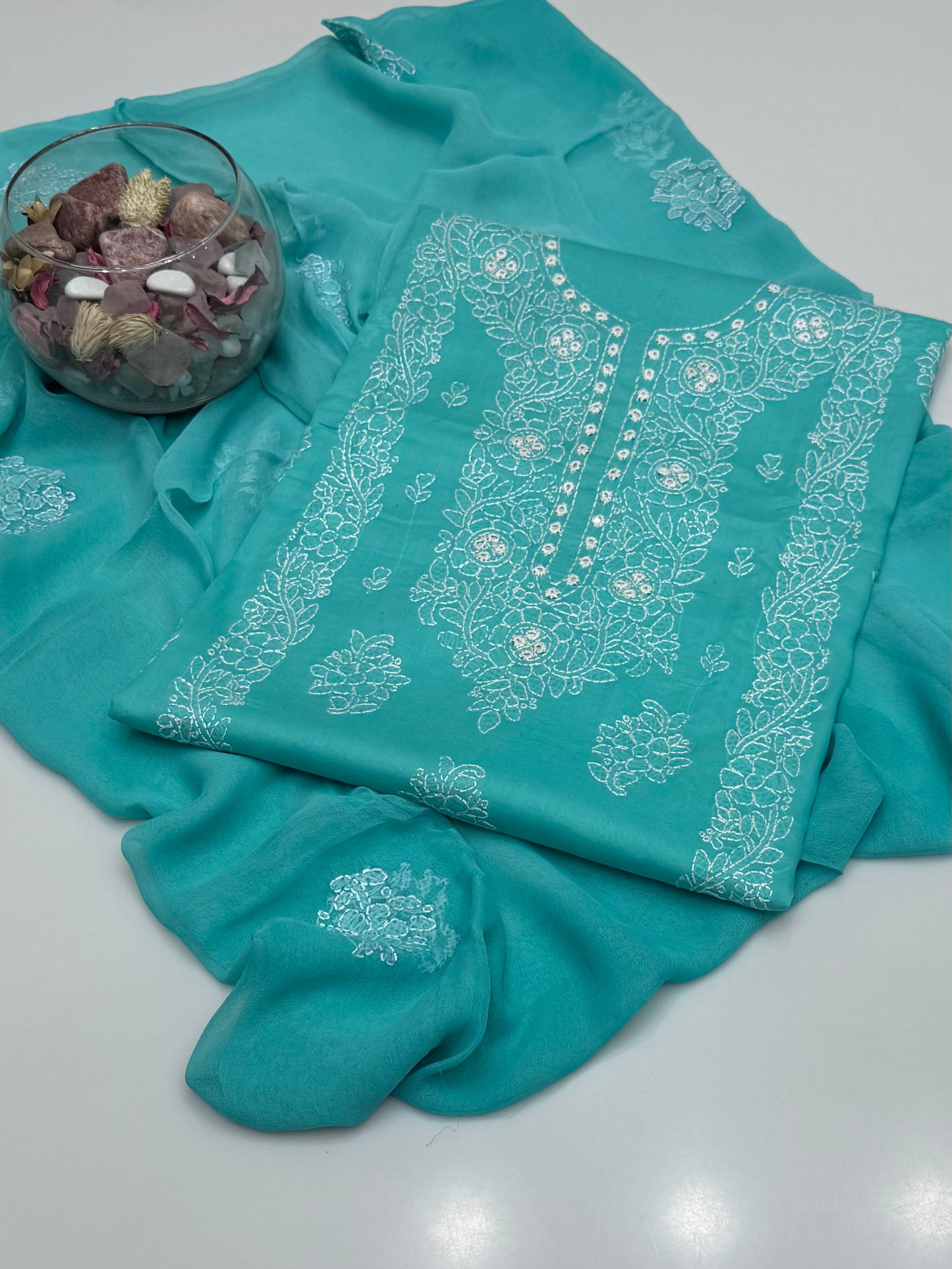 Handmade Shedow Tanka With Mirror Work On Pure Gtm Lawn 3pc Dress 👗