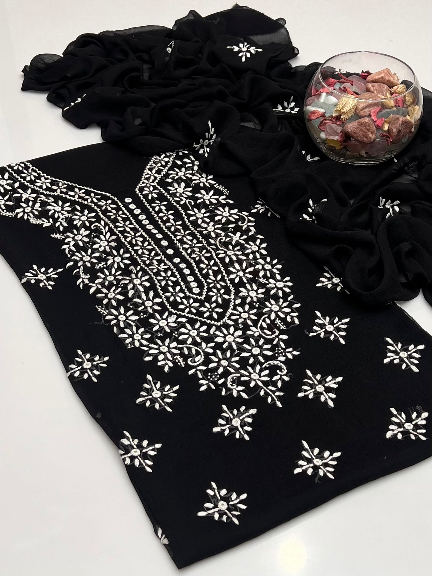 Handmade Pakka Tanka With Mirror Work On Soft Krinkle Shifoon 2pc Dress 👗