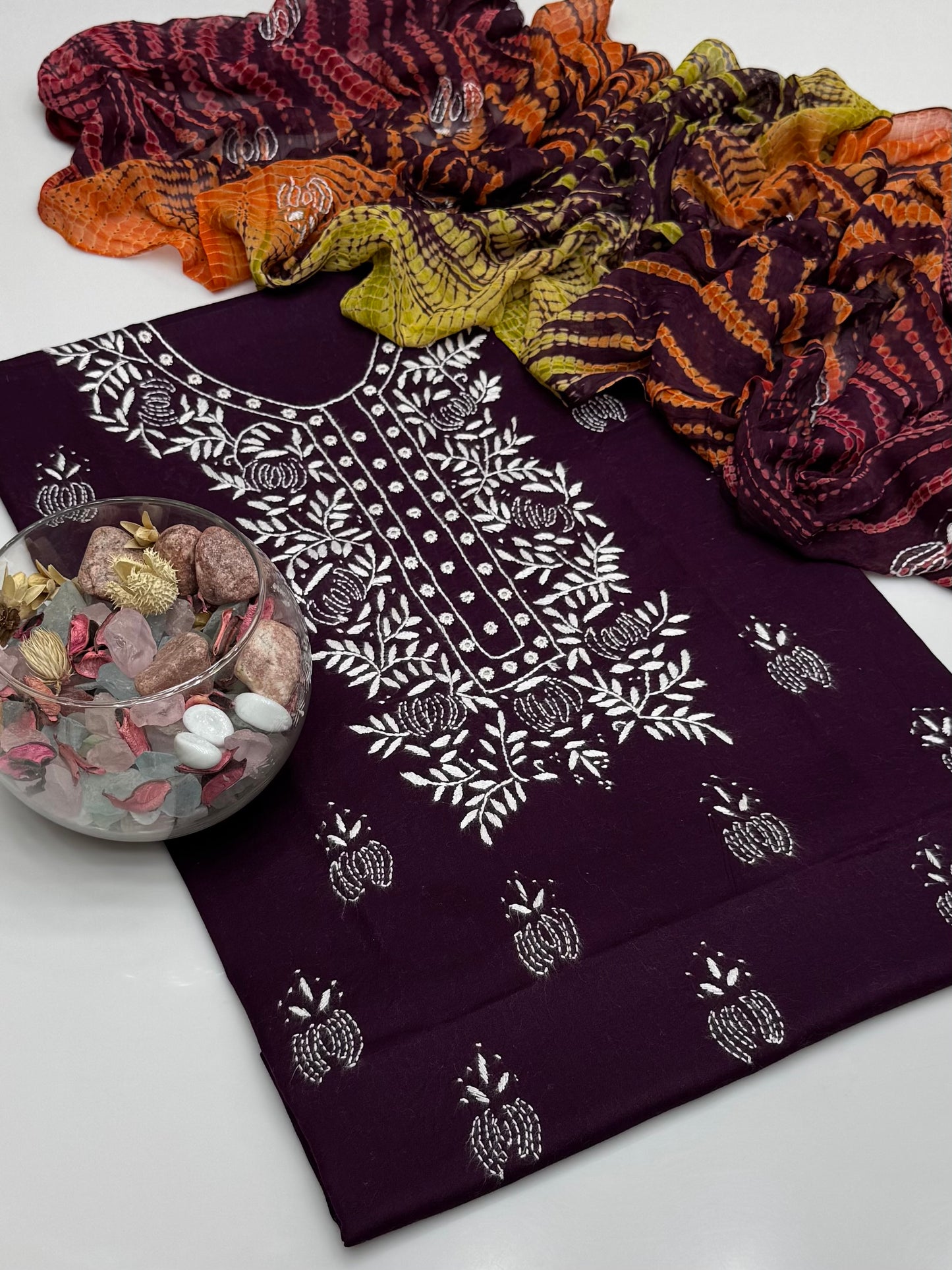 Handmade Shedow Pakka Tanka With Mirror Work On Lawn 3pc Dress 👗