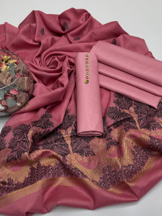 Pure Gtm Lawn Suit With Pure Lawn Brosha Jacquard Shawl 3pc Dress 👗