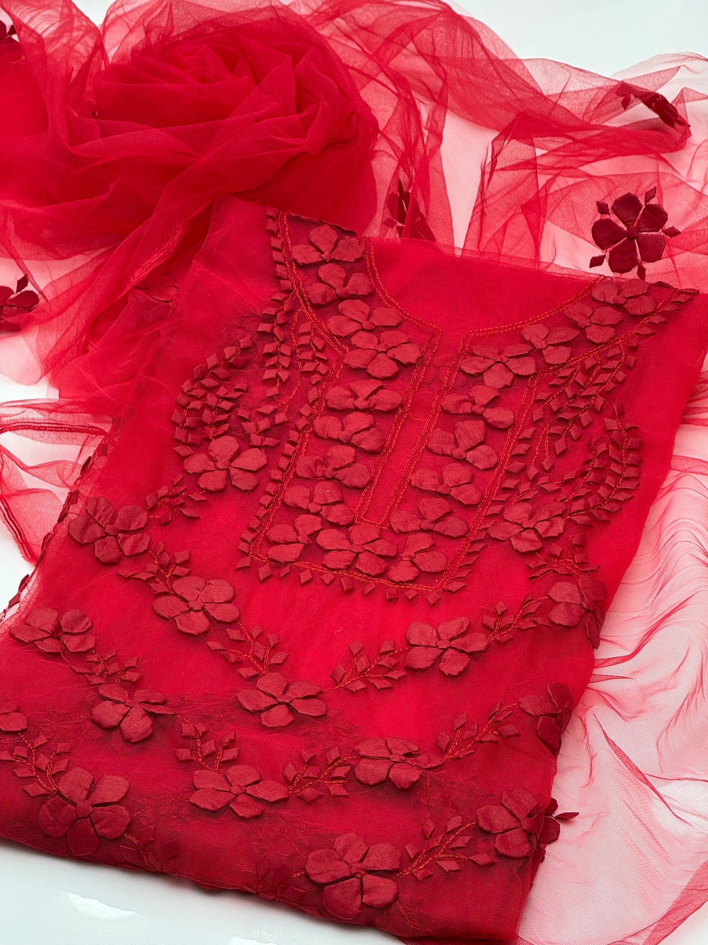 Handmade Applic Work On Net Fabric 2pc Dress 👗