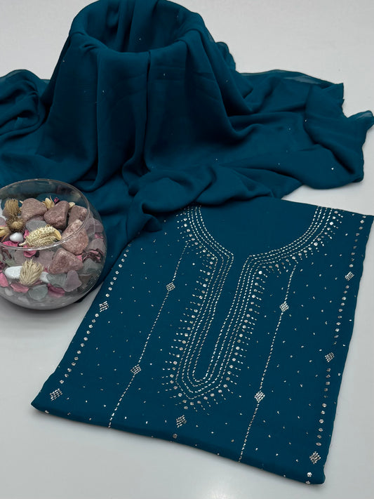 Handmade Barfi Mukesh On Soft Krinkle Shifoon 2pc Dress 👗