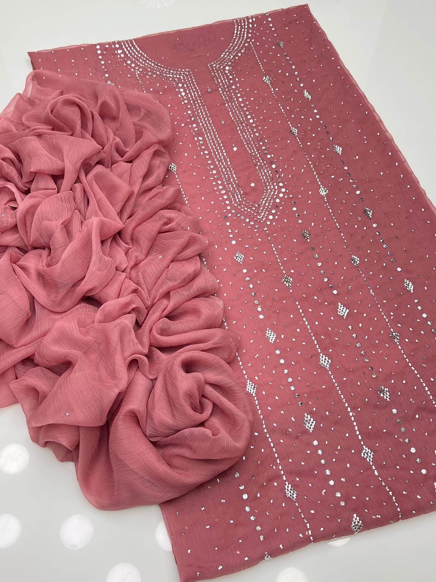 Barfi Mukesh Work On Soft Krinkle Shifoon 2pc Dress 👗