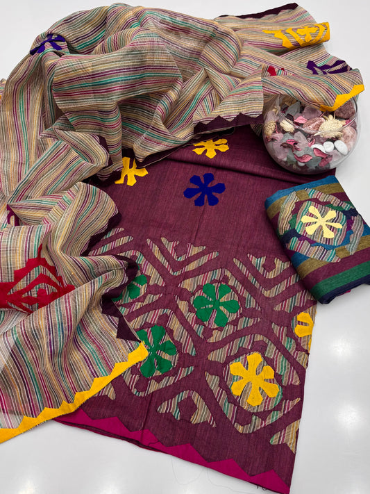 Handmade Applic Work On Khaddi Cotton 3pc Dress 👗