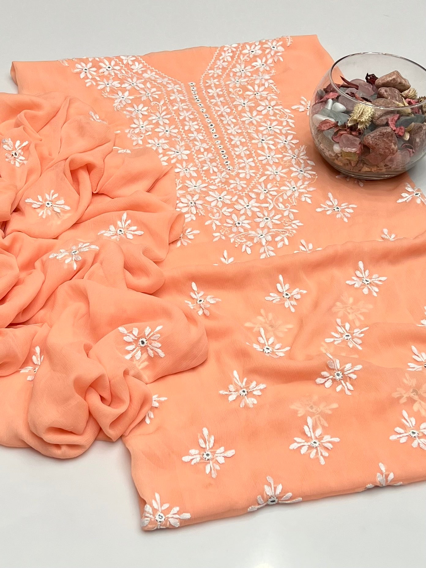 Handmade Pakka Tanka With Mirror Work On Soft Krinkle Shifoon 2pc Dress 👗