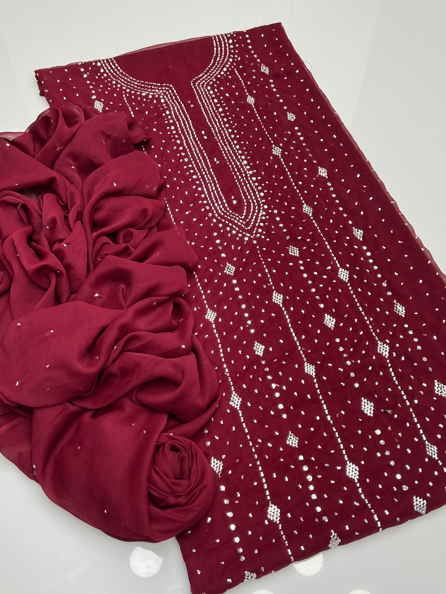 Barfi Mukesh On Soft Krinkle Shifoon 2pc Dress 👗