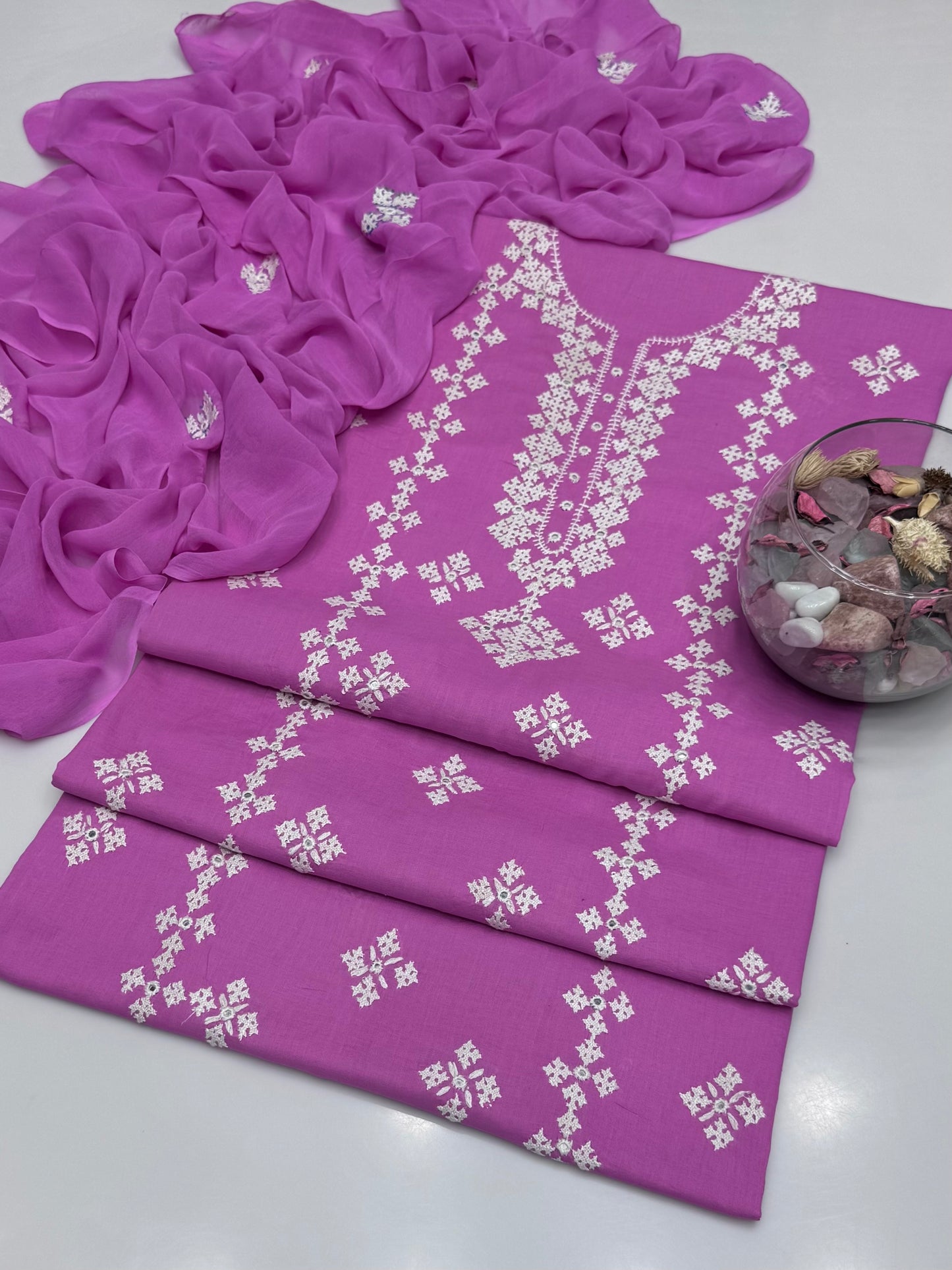 Handmade Sindhi Tanka With Mirror Work On Lawn 3pc Dress 👗