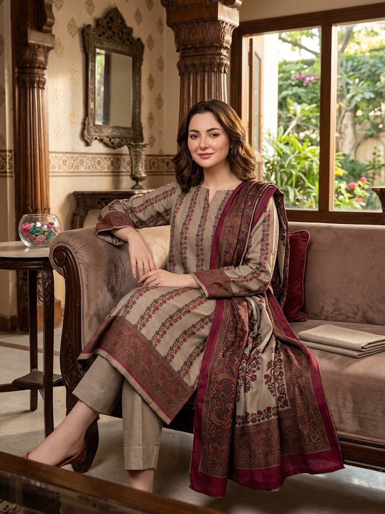 Pure Pashmina Kalamkari Printed 3pc Dress 👗