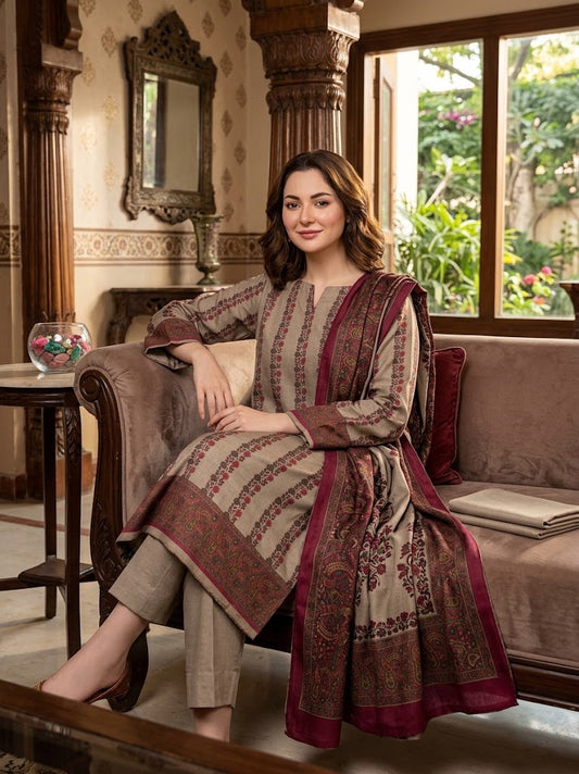 Pure Pashmina Kalamkari Printed 3pc Dress 👗
