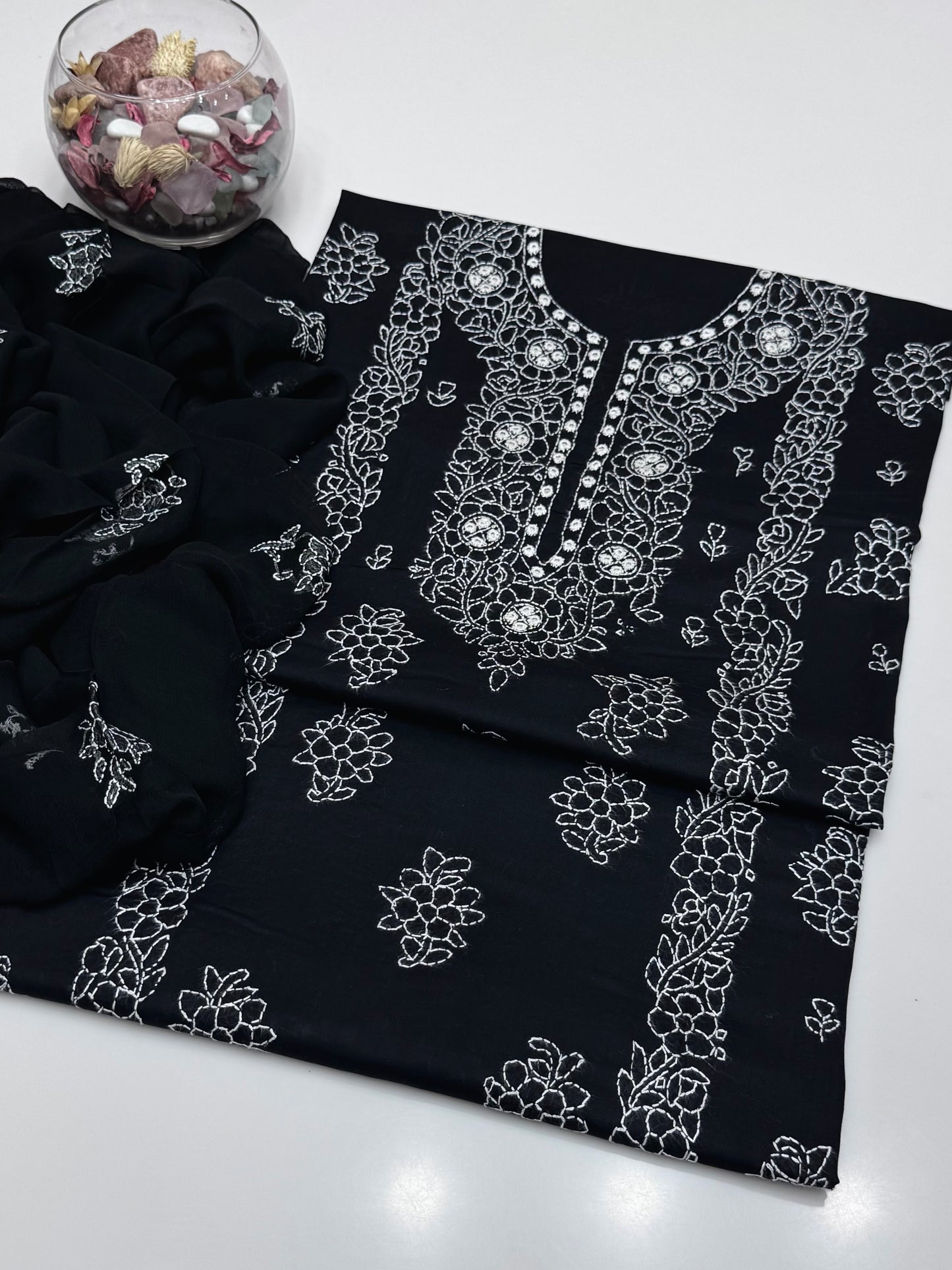Handmade Shedow Tanka With Mirror Work On Pure Gtm Lawn 3pc Dress 👗