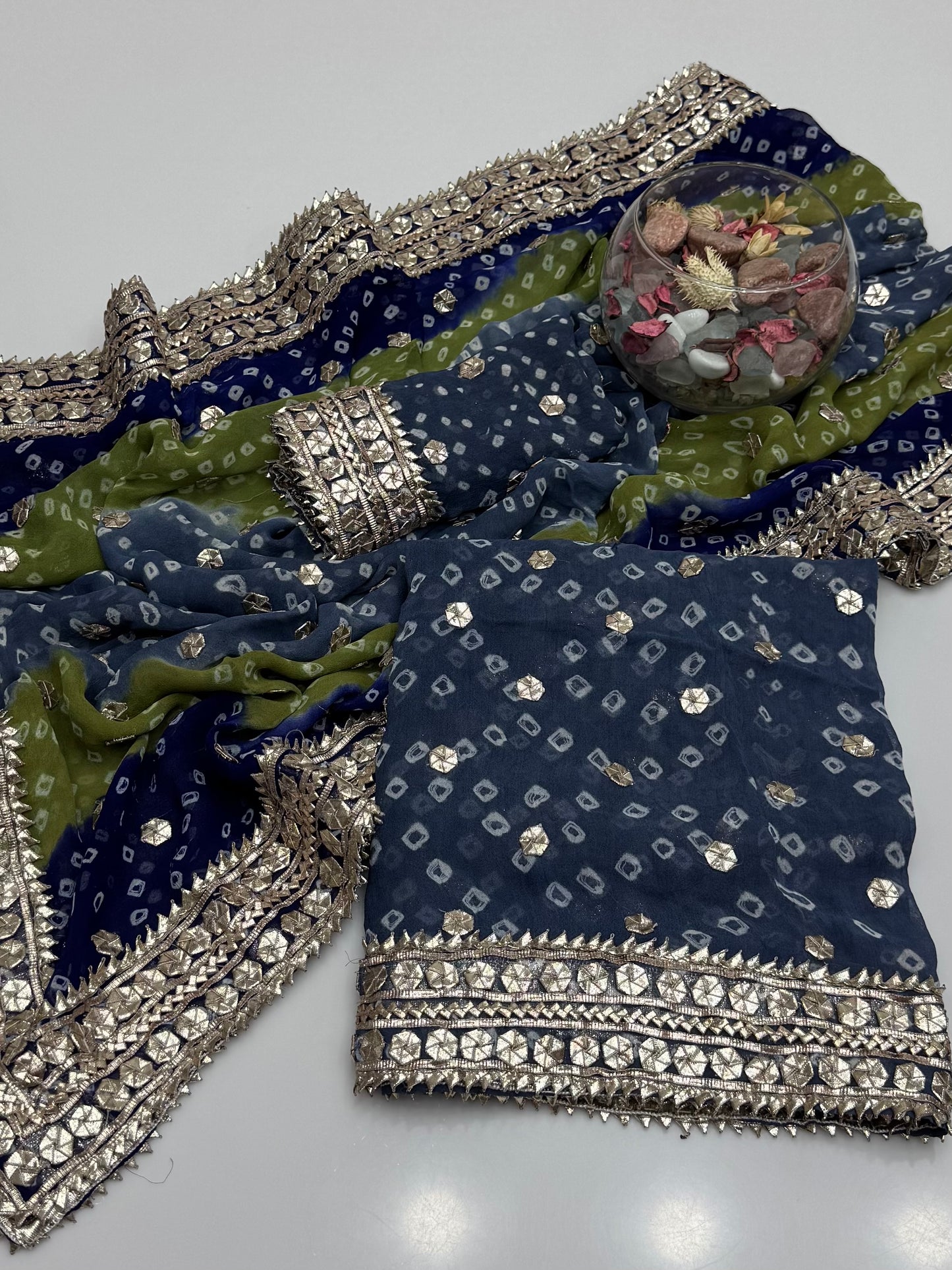 Handmade Chunri Akhrot Gotta On Bamber Shifoon 2pc Dress 👗