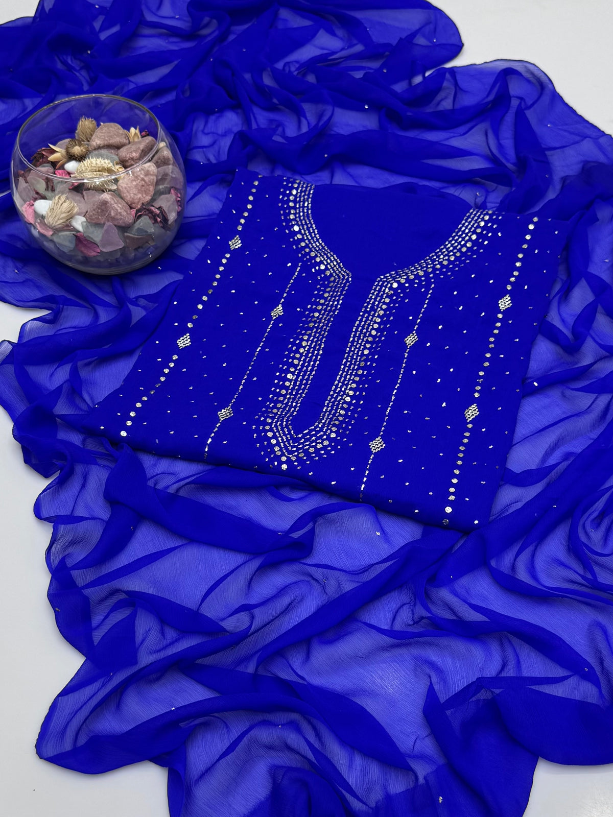 Handmade Barfi Mukesh On Soft Krinkle Shifoon 2pc Dress 👗