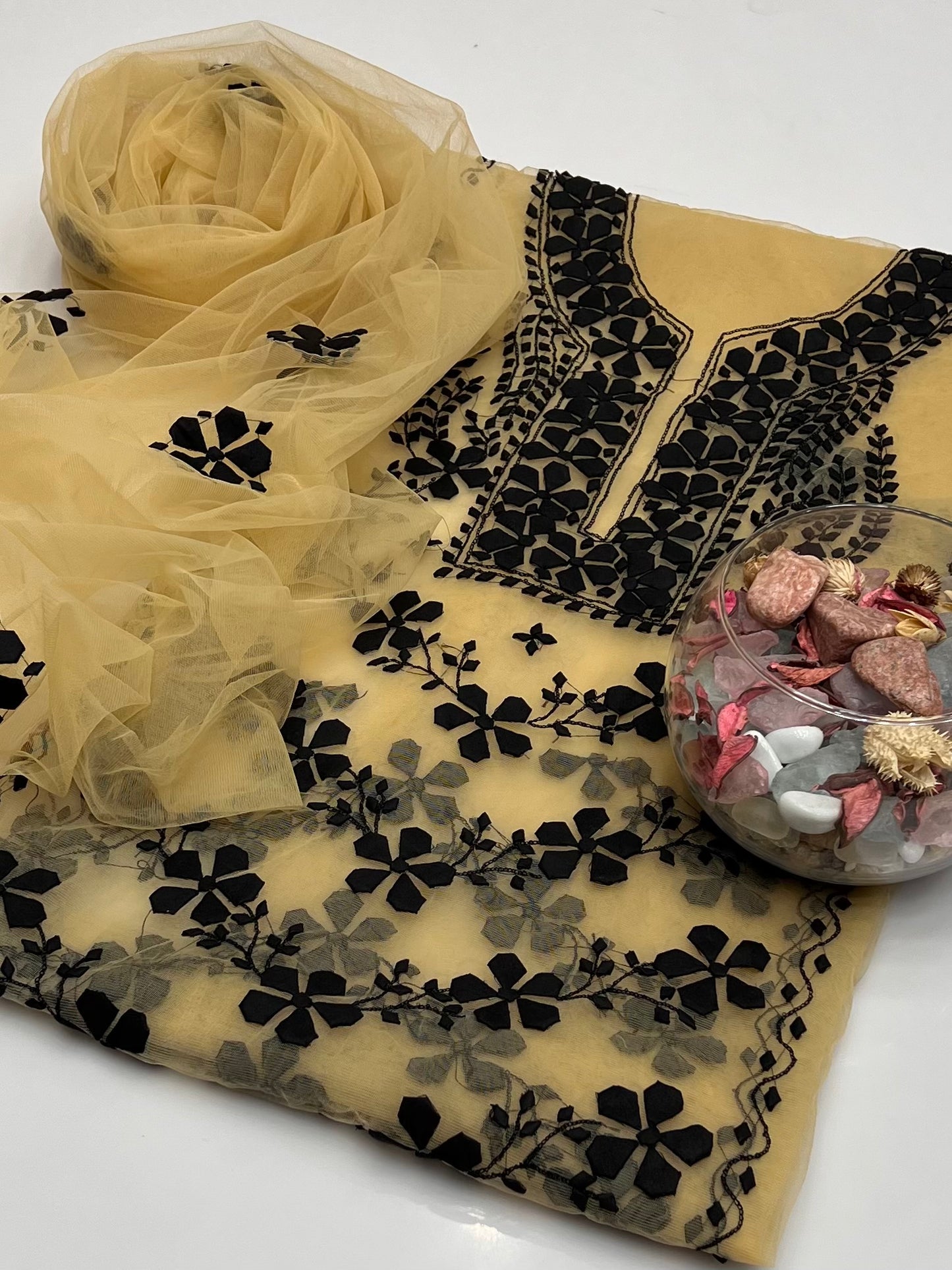 Handmade Applic Work On Net Fabric 2pc Dress 👗