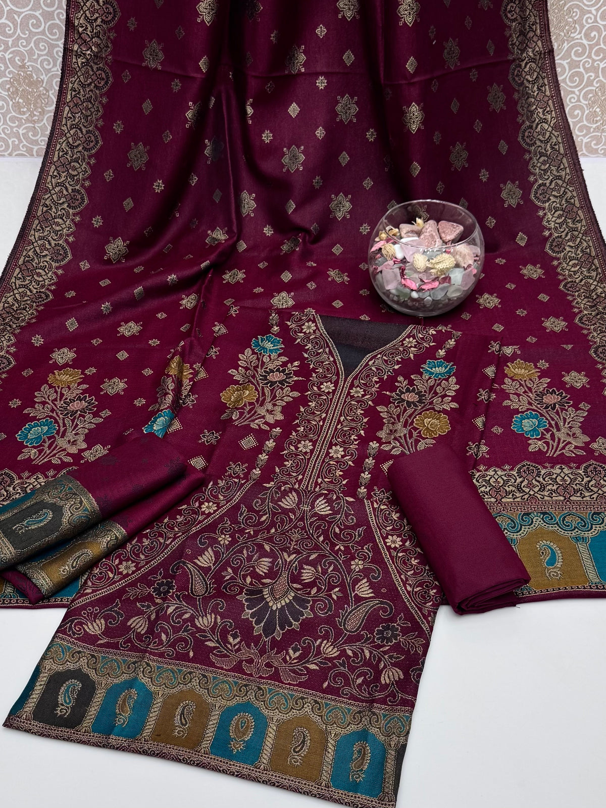 Winter Pashmina Jacquard 3pc Dress 👗