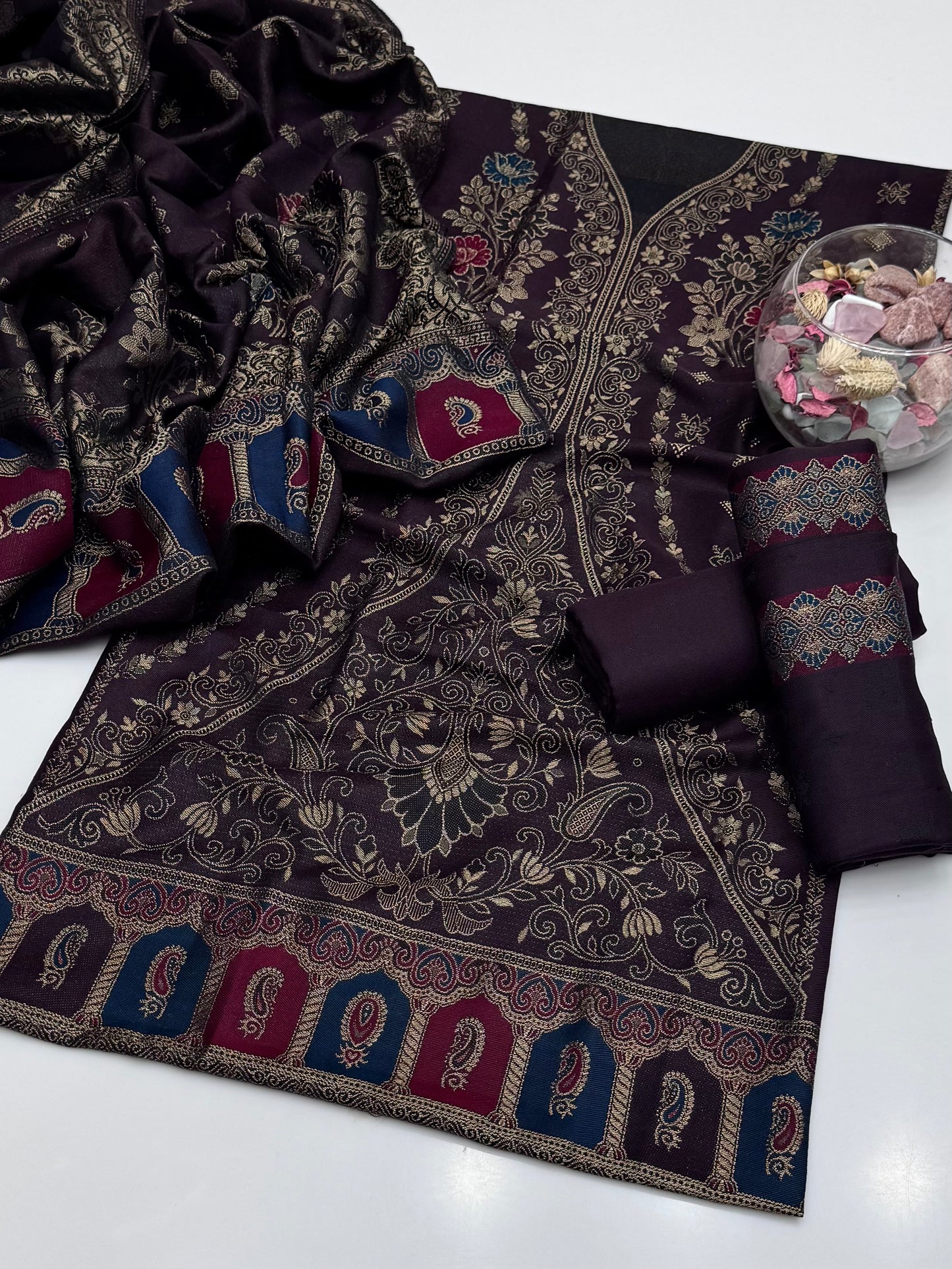 Winter Pashmina Jacquard 3pc Dress 👗