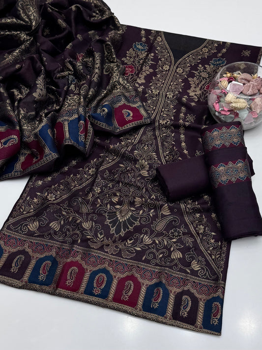 Winter Pashmina Jacquard 3pc Dress 👗