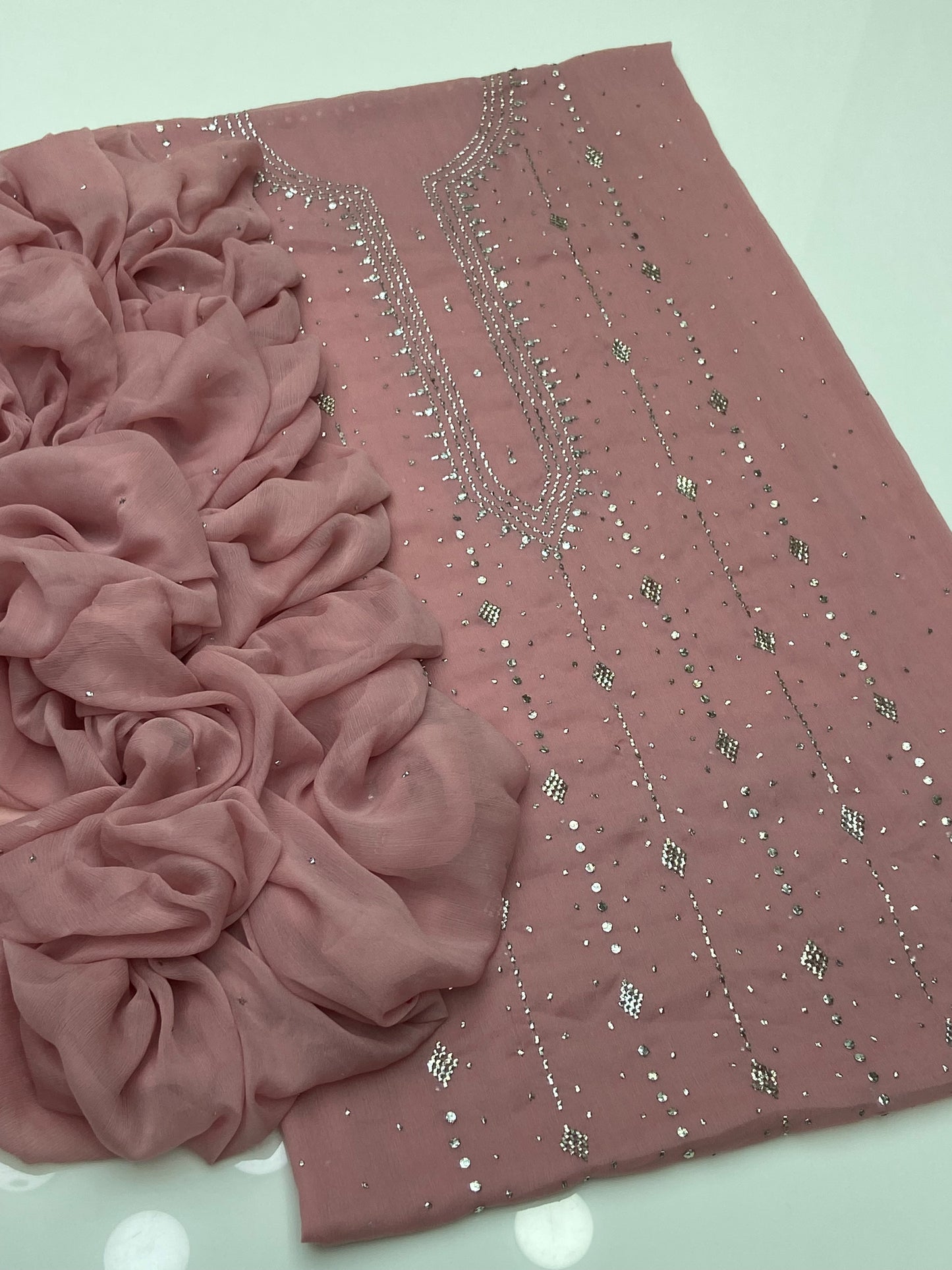 Barfi Mukesh Work On Soft Krinkle Shifoon 2pc Dress 👗