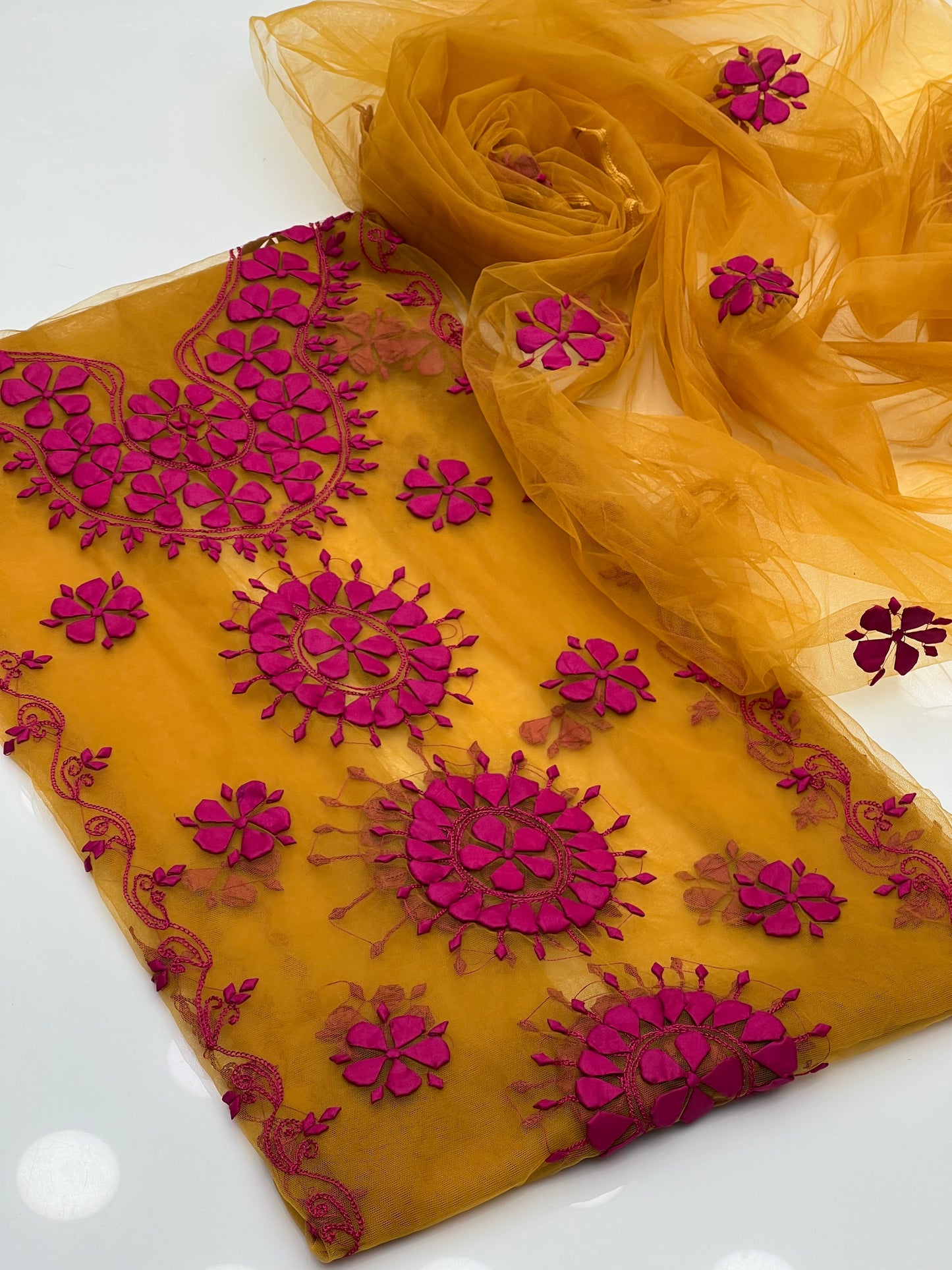 Handmade Applic Work On Net Fabric 2pc Dress 👗