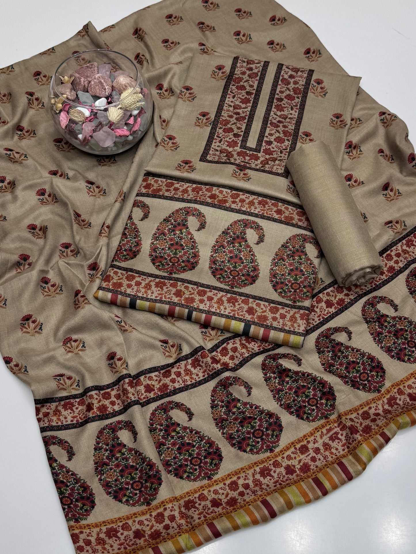 Pure Pashmina Kalamkari Printed 3pc Dress 👗