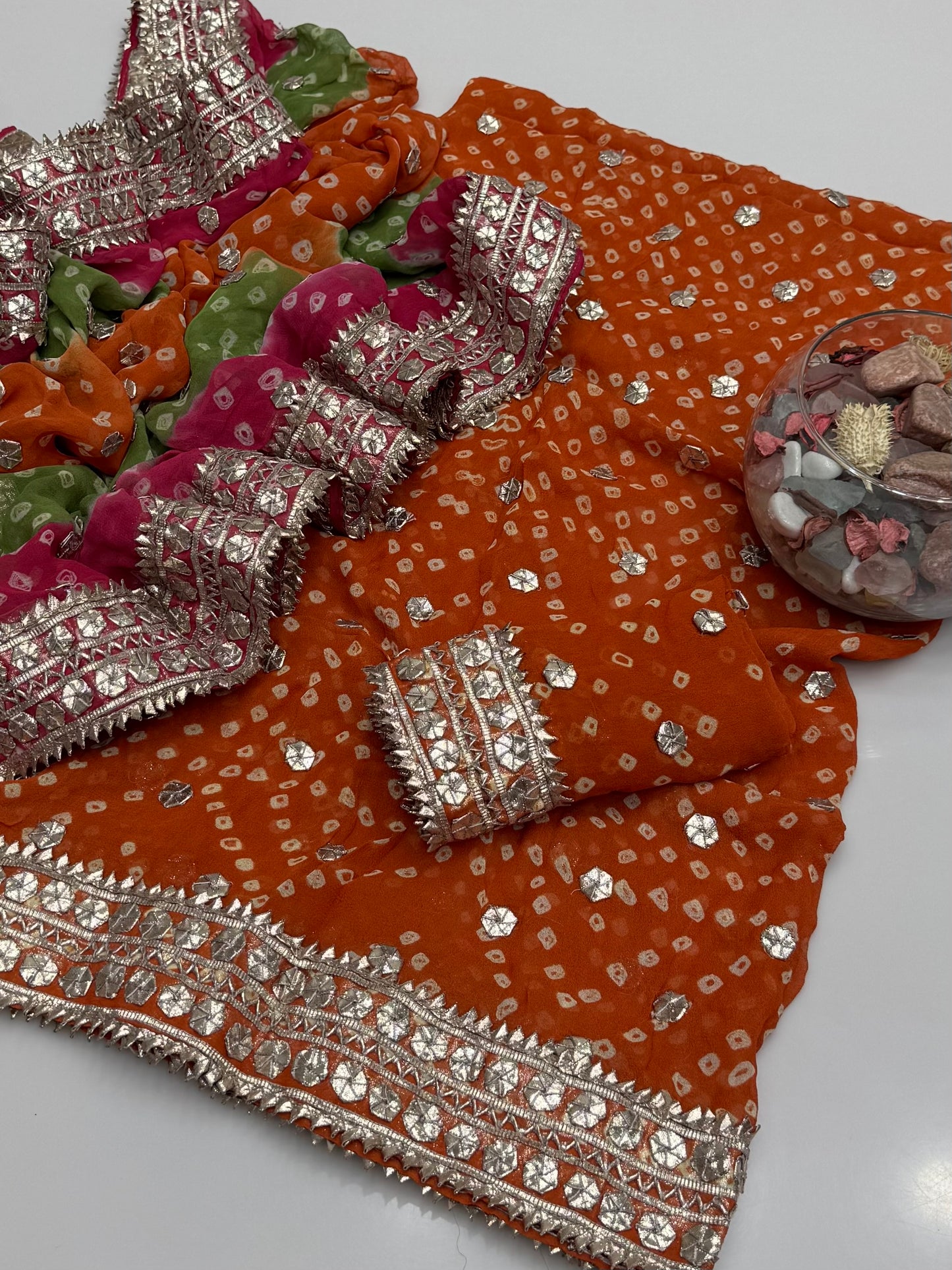 Handmade Chunri Akhrot Gotta On Bamber Shifoon 2pc Dress 👗