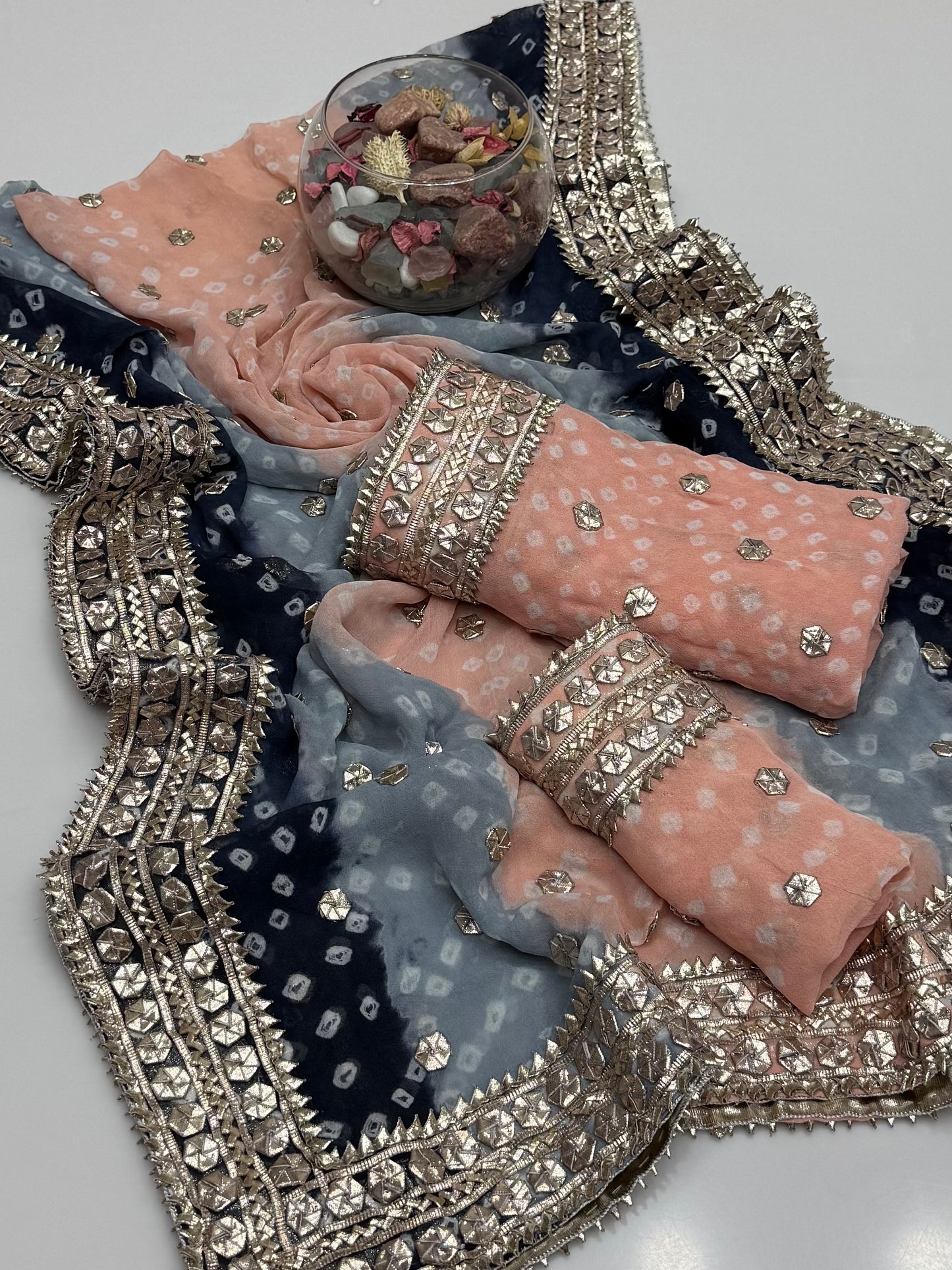 Handmade Chunri Akhrot Gotta On Bamber Shifoon 2pc Dress 👗