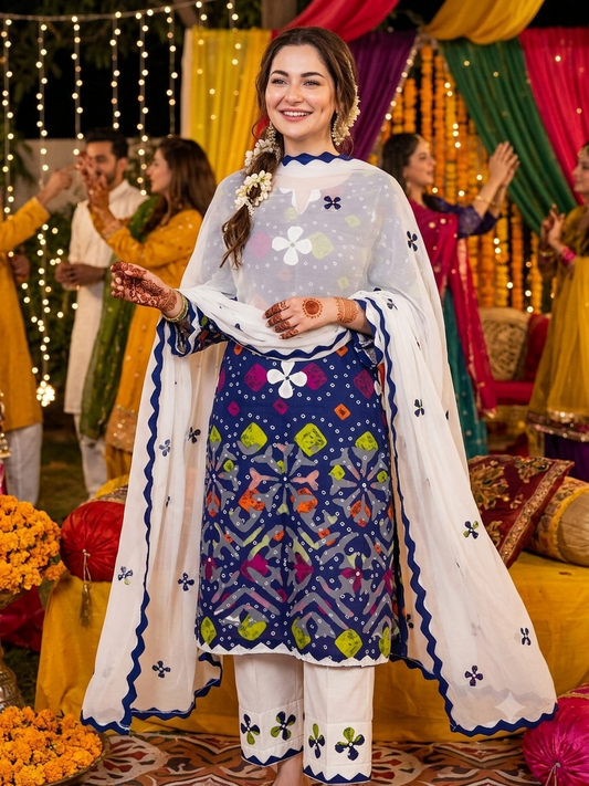 Handmade Applic On Chunri Print Pure Lawn 3pc Dress 👗