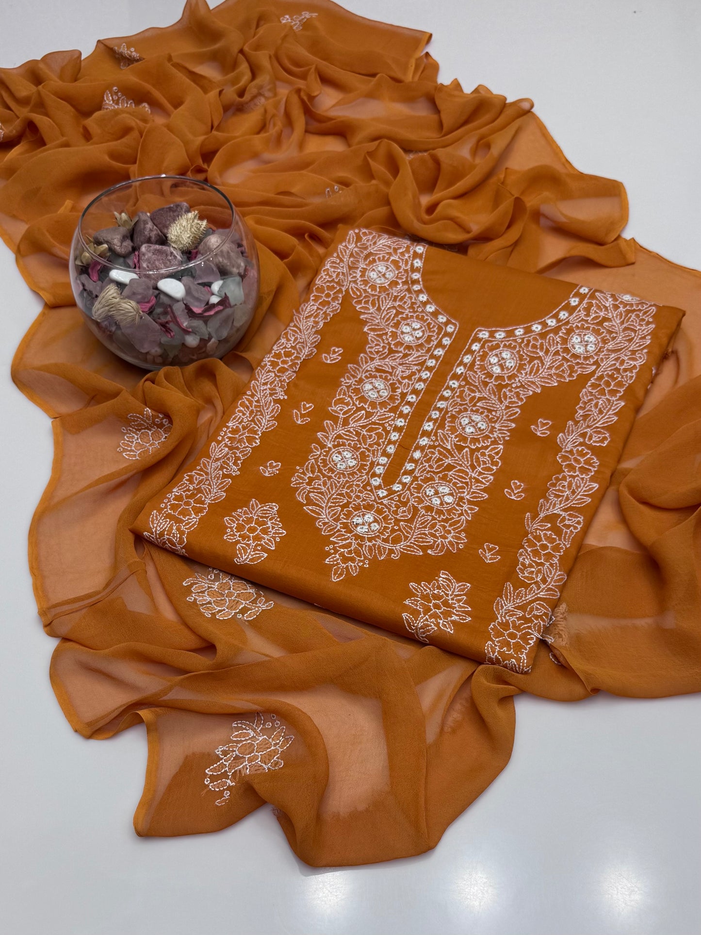 Handmade Shedow Tanka With Mirror Work On Pure Gtm Lawn 3pc Dress 👗