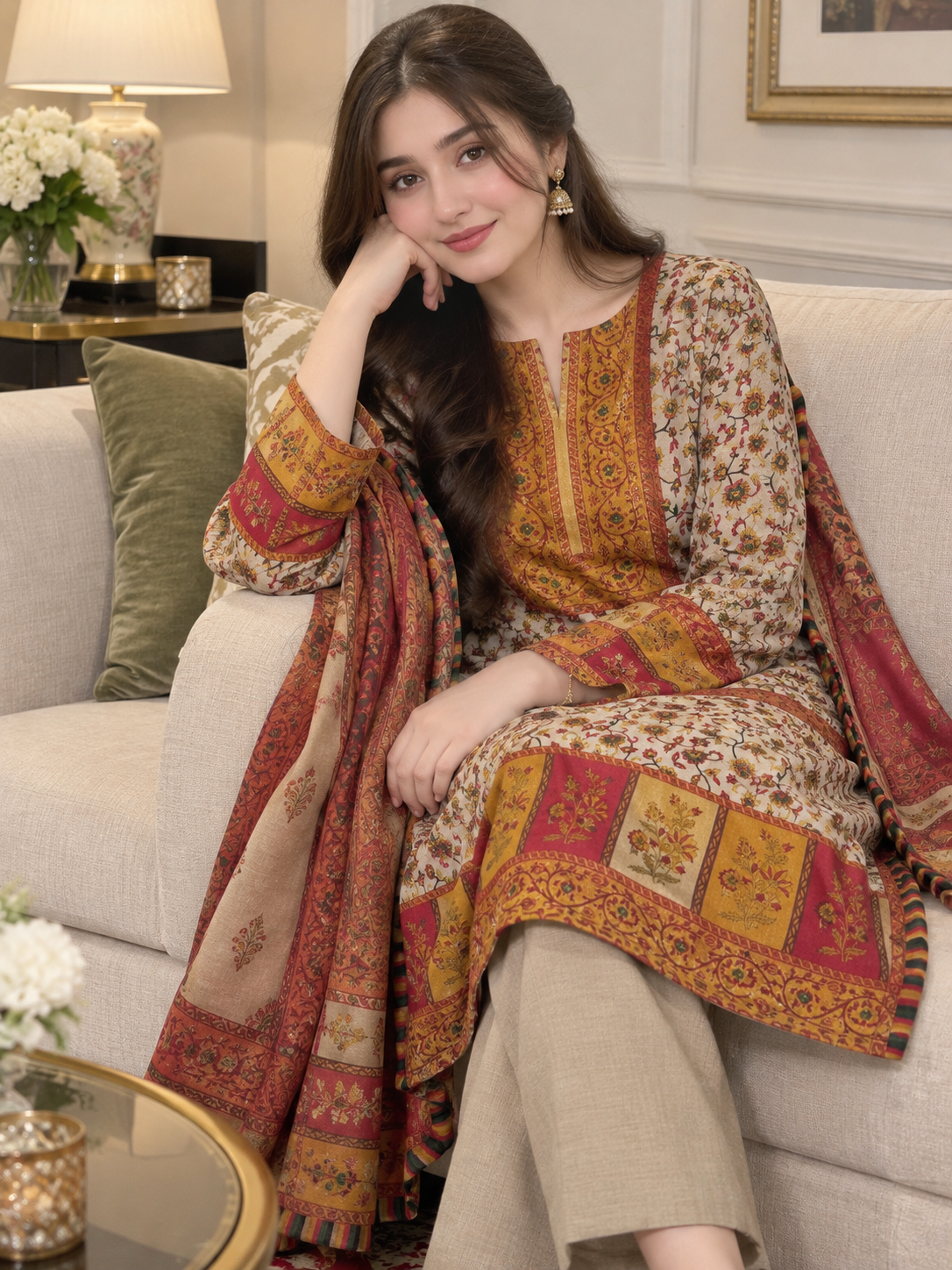 Pure Pashmina Kalamkari Printed 3pc Dress 👗